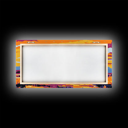 Bison Prairie, rustic art, southwest wall art, landscape painting, extra wide art, panoramic painting, farmhouse art, Framed Canvas Print