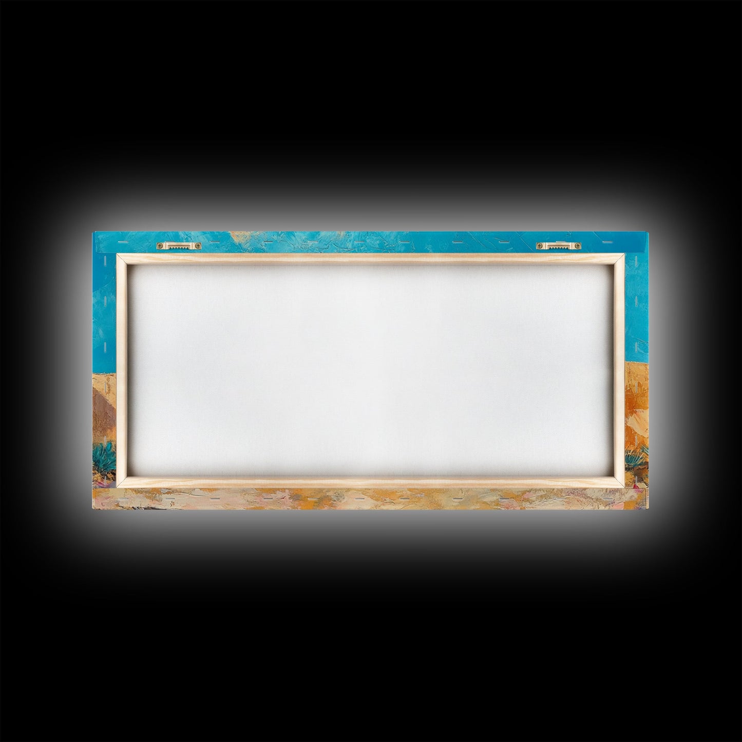 Pueblo Village, Moon Oil Painting, Southwest Wall Art, Rustic Landscape, Moody Art, Extra Wide Art, Desert Scene, Framed Canvas Print