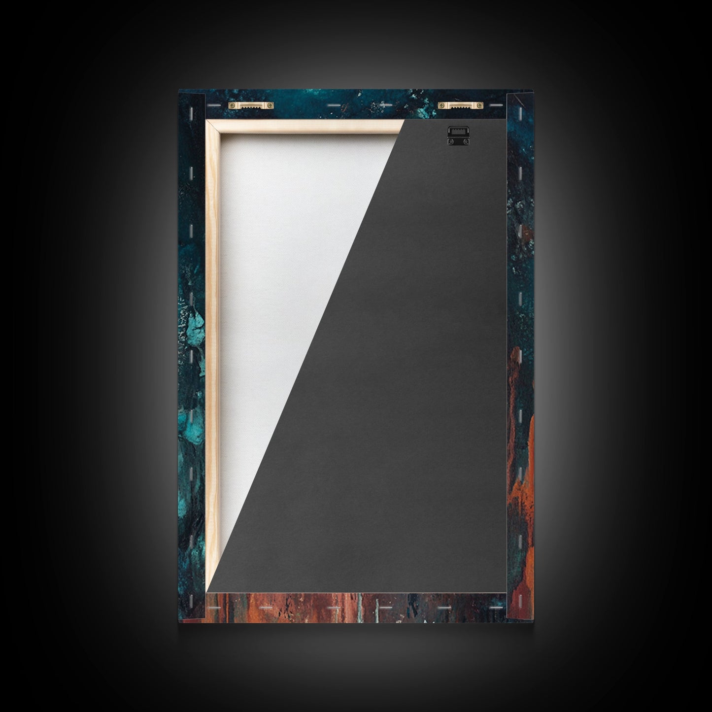 Abstract Wolf, howling at moon, moody blue tones, modern rustic art, wildlife painting, framed canvas print, dark romance painting