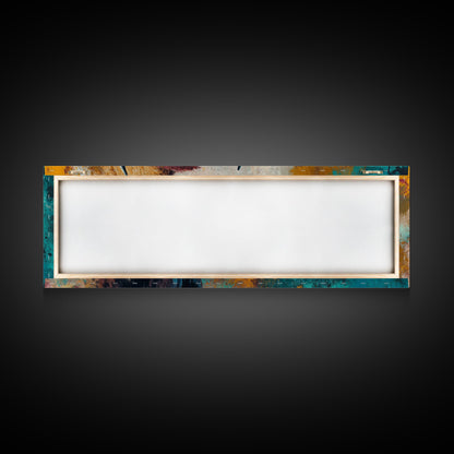 Bold bison painting, teal and orange art, rustic wall art, farmhouse decor, boho art, extra wide western painting, canvas print