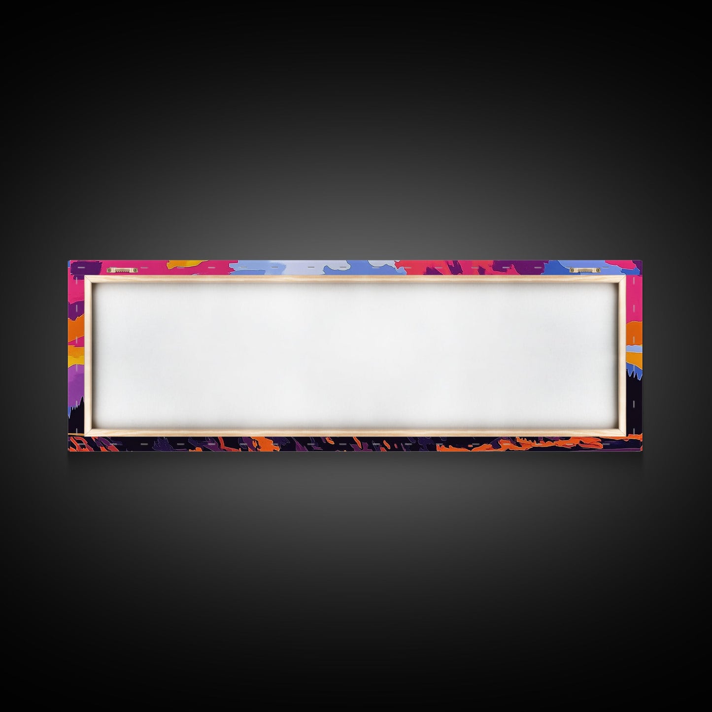 Sunset wagon, pink orange wall art, southwest wall art, geometric wall art, boho art, panoramic painting, framed canvas print, rustic decor