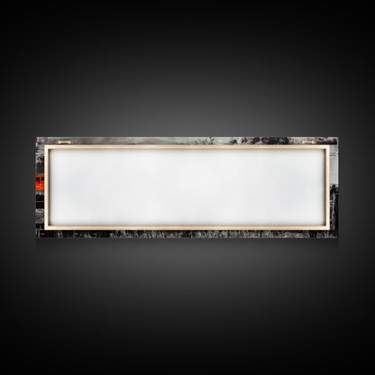 Fence at Sunset, moody landscape art, Joshua tree art, smoky mountain painting, dark romance art, extra wide art, framed canvas print