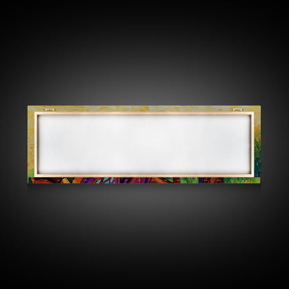 Colorful Saddle Painting, cowboy decor, vibrant rustic wall art, western style art, boho art, southwestern wall art, framed canvas print