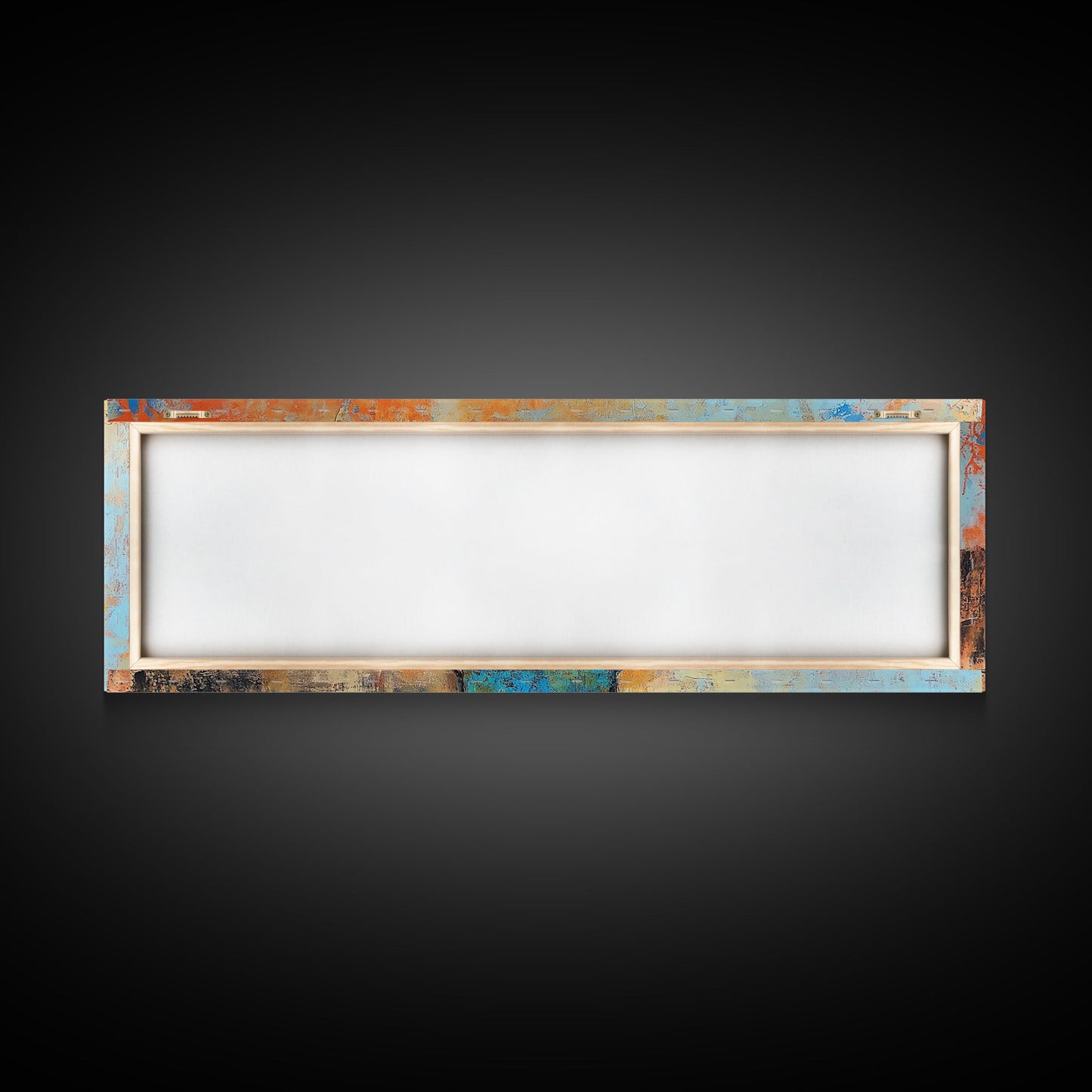 Blaue Schale, minimalistische Kunst, Wabi-Sabi-Kunst, extra breites Kunstwerk, gerahmter Leinwanddruck, salbeigrünes Wandbild, horizontales Wandbild, Therapiekunst