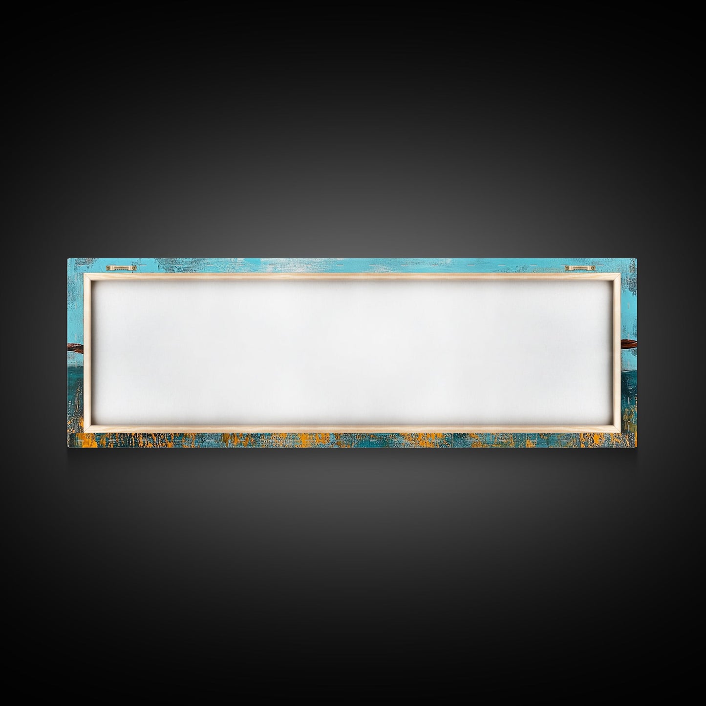 Barbed Wire Ocean, coastal decor, rustic art, farmhouse painting, minimalist painting, extra wide art, framed canvas print, moody art