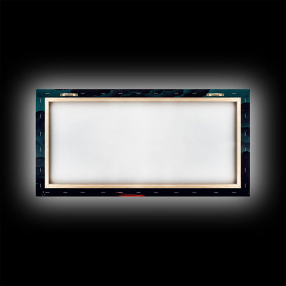 Abstract art deco sunset canvas print, sunset over the vast ocean, living room art