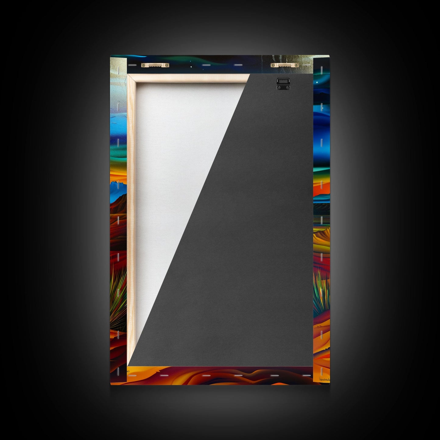 Dramatic Desert Landscape - Vibrant Western Art, Framed Canvas Print, Living Room Decor, Desert Painting, Colorful Wall Art