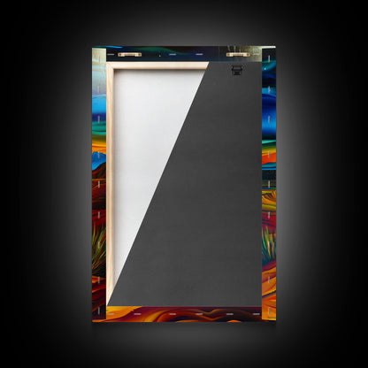 Dramatic Desert Landscape - Vibrant Western Art, Framed Canvas Print, Living Room Decor, Desert Painting, Colorful Wall Art