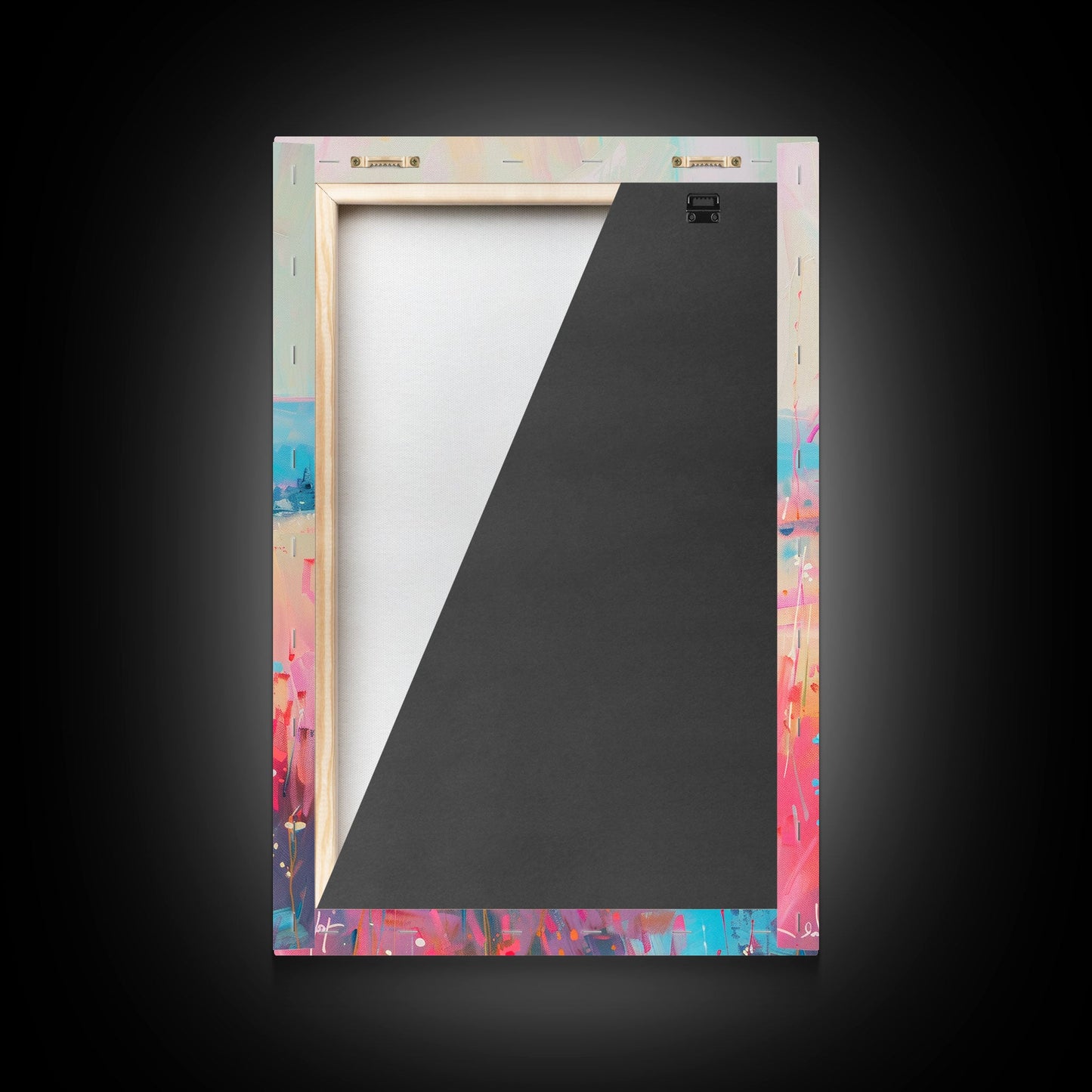 Luminous Landscape with Wildflowers - Framed Canvas Print, Radiant Living Room Art, Bright Bedroom Decor, Colorful Flower Art, Wall Art