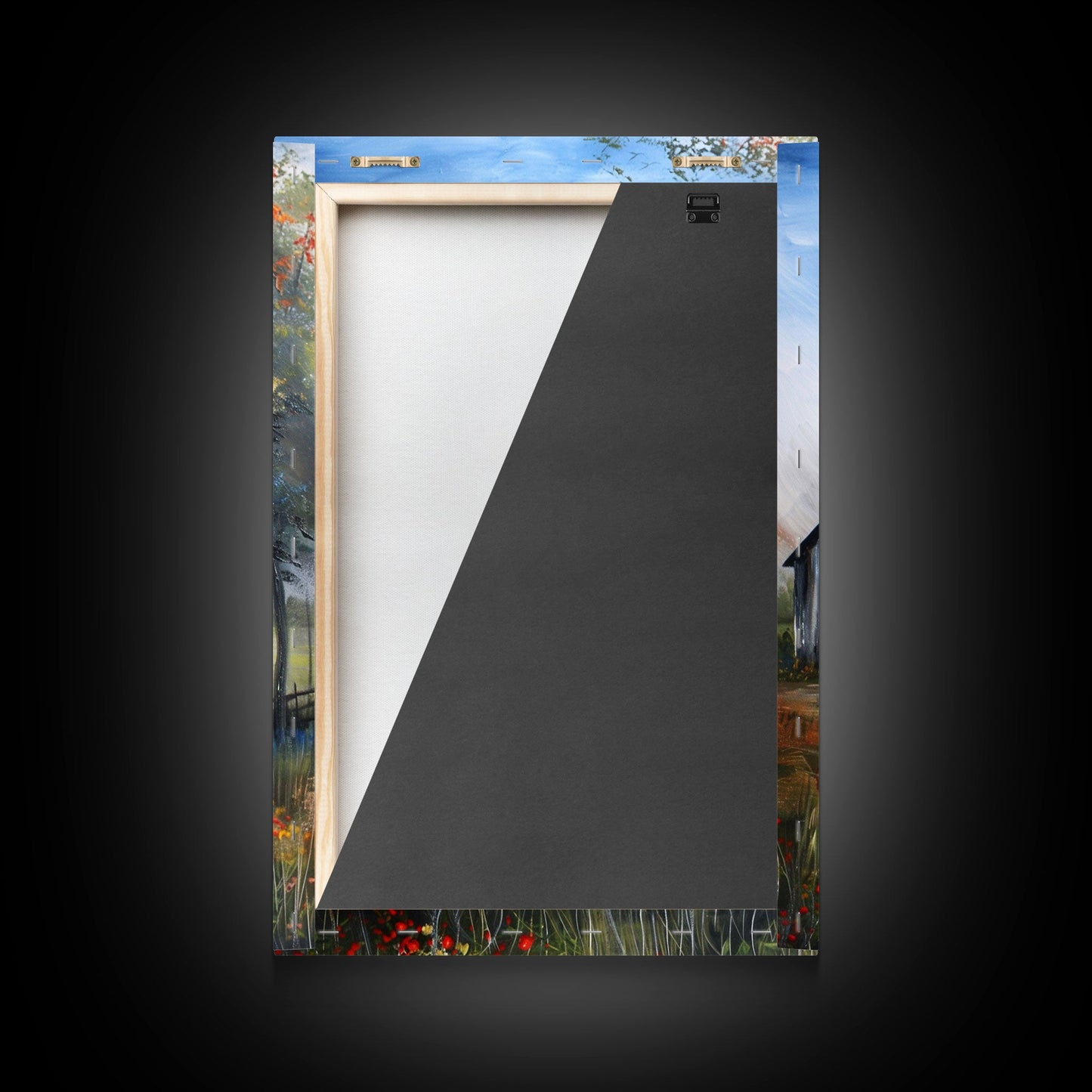 Idyllic Barn Scene with Rustic Charm - Framed Canvas Print, Country Living Room Decor, Farmhouse Wall Art, Barn Art Print for Bedroom