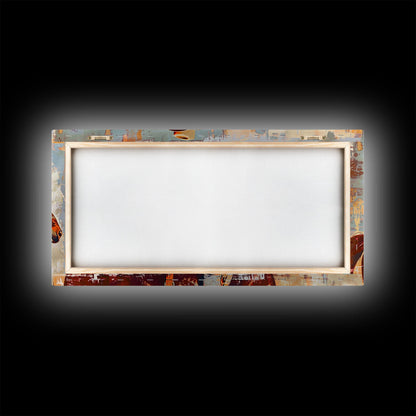 Cowboy on Horseback, Textured Background, Modern Living Room Art, Framed Canvas Print, Rustic Home Decoration, Boho Wall Art