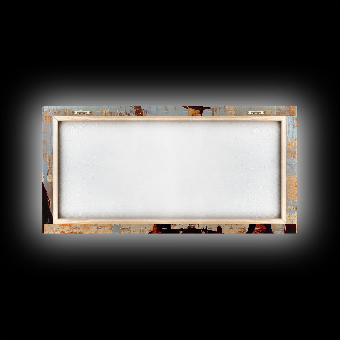 Cowboy on Horse with Rustic Background, Stunning Wall Art, Framed Canvas Print, Boho Bedroom Decor, Western Home Decoration