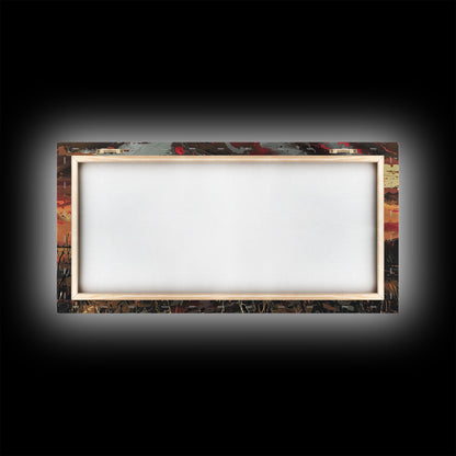 Dark Horse at Sunset with Barn, Stunning Abstract Art, Framed Canvas Print, Boho Wall Art, Bedroom Decor, Unique Home Decoration