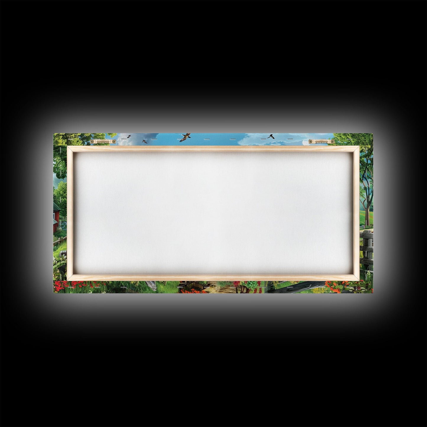 Green Tractor Near Red Barn in Countryside, Charming Farm Art, Framed Canvas Print, Country Living Room Decor, Wall Art