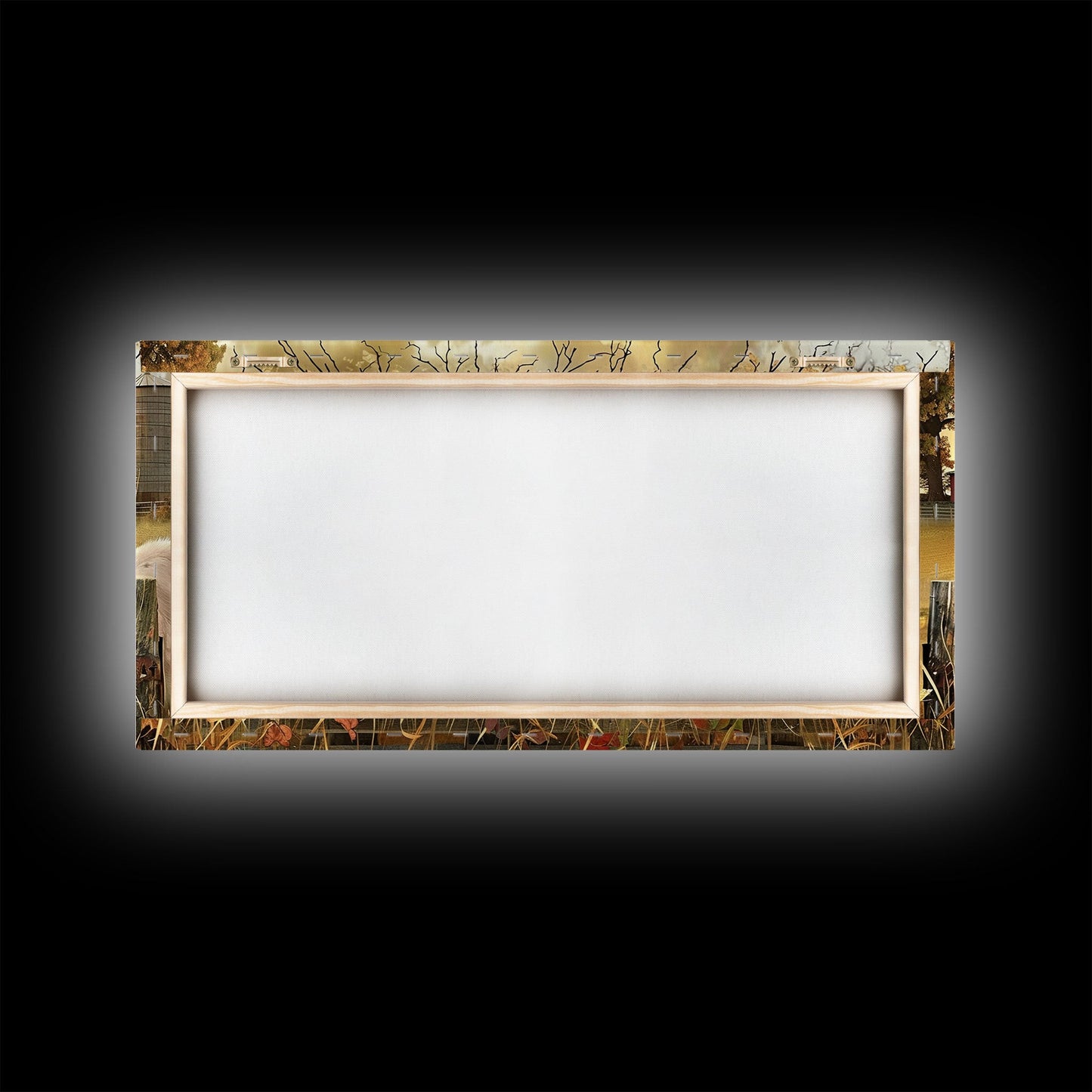 Cute cows peeking through barn fence, Framed Canvas Print, ideal for farmhouse living room, country style wall art decor