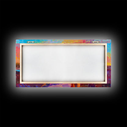 Lone Cowboy at Canyon Edge During Sunset, Farmhouse Style Framed Canvas Print for Bedroom Wall Art, Rustic Home Decor, Western Landscape