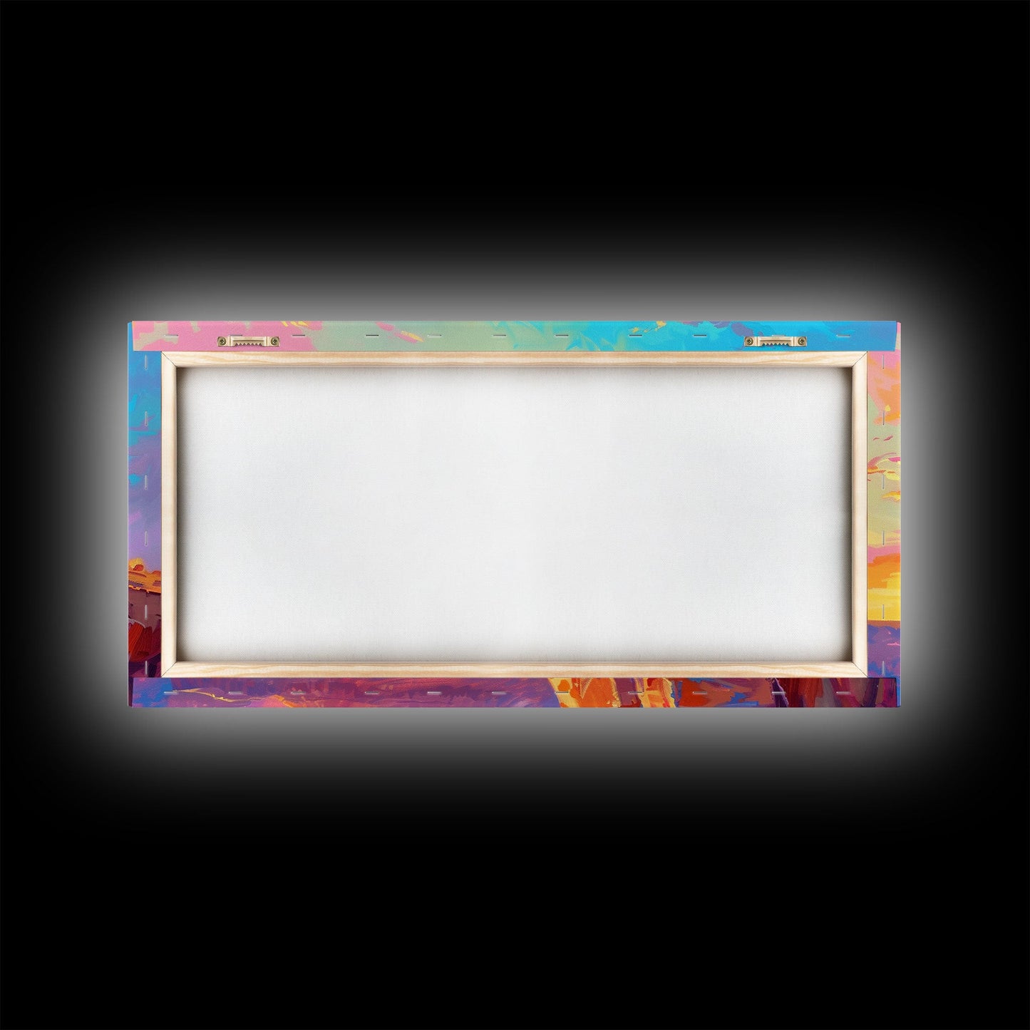 Cowboy Watching Sunset Over Canyon, Farmhouse Style Framed Canvas Print for Living Room Wall Art, Vibrant Home Decor, Western Landscape