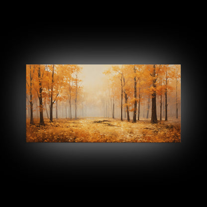 Fall Decor Framed Canvas Print | Trees With Falling Leaves | Fall Wedding Decor | Fall Home Decor | Fall Wall Decor | Rustic Fall Decor