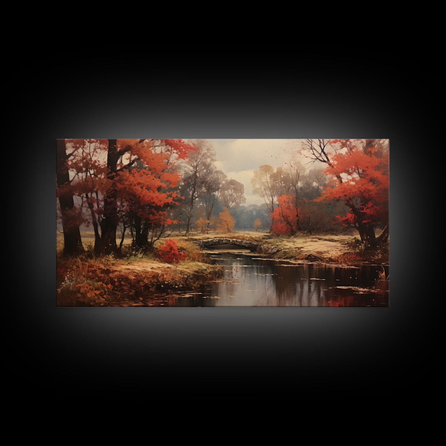 Fall Decor Framed Canvas Print | Trees With Falling Leaves | Fall Wedding Decor | Fall Home Decor | Fall Wall Decor | Rustic Fall Decor