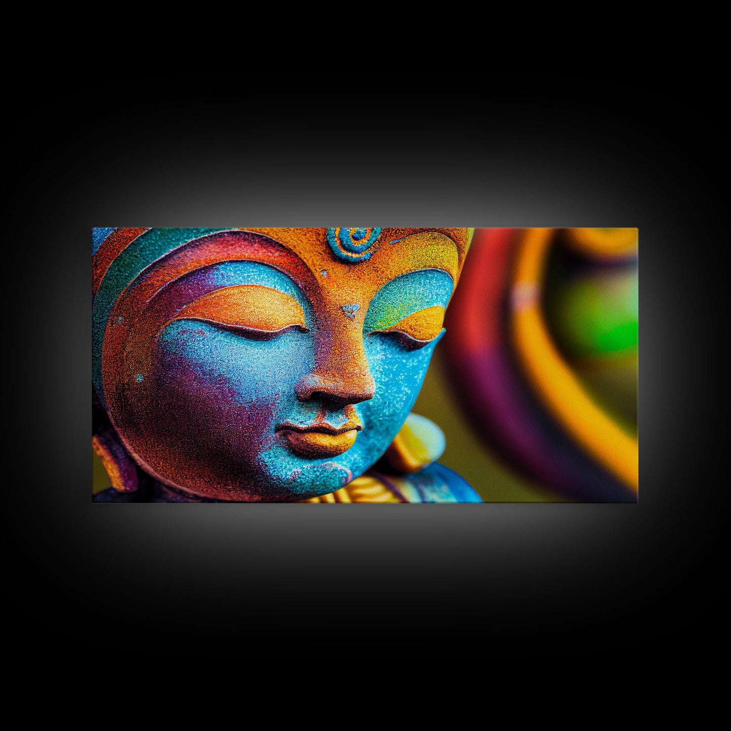 Colorful Buddha Canvas Wall Art, Framed Canvas Print, Buddhism Print, Yoga, Zen Wall Art, Buddha Decor