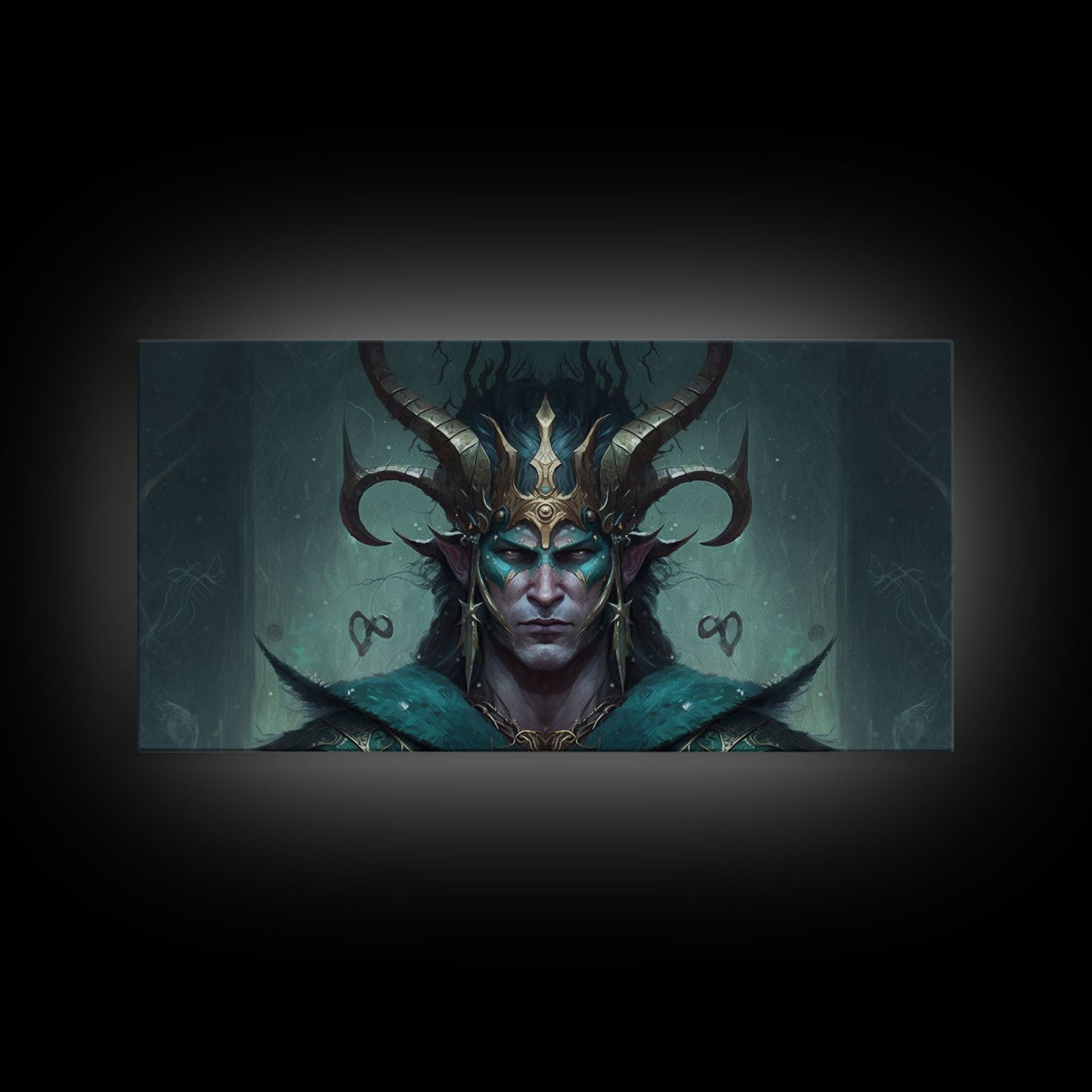 Aesthetic Loki the Trickster God, Norse Mythology, Framed Canvas Print, Extra Large Art, Fantasy Decor, Pastel Aesthetic Art