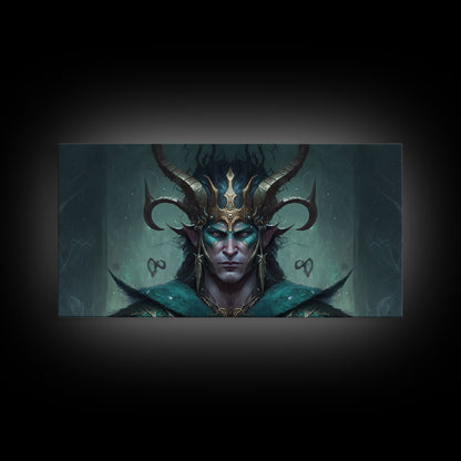 Aesthetic Loki the Trickster God, Norse Mythology, Framed Canvas Print, Extra Large Art, Fantasy Decor, Pastel Aesthetic Art