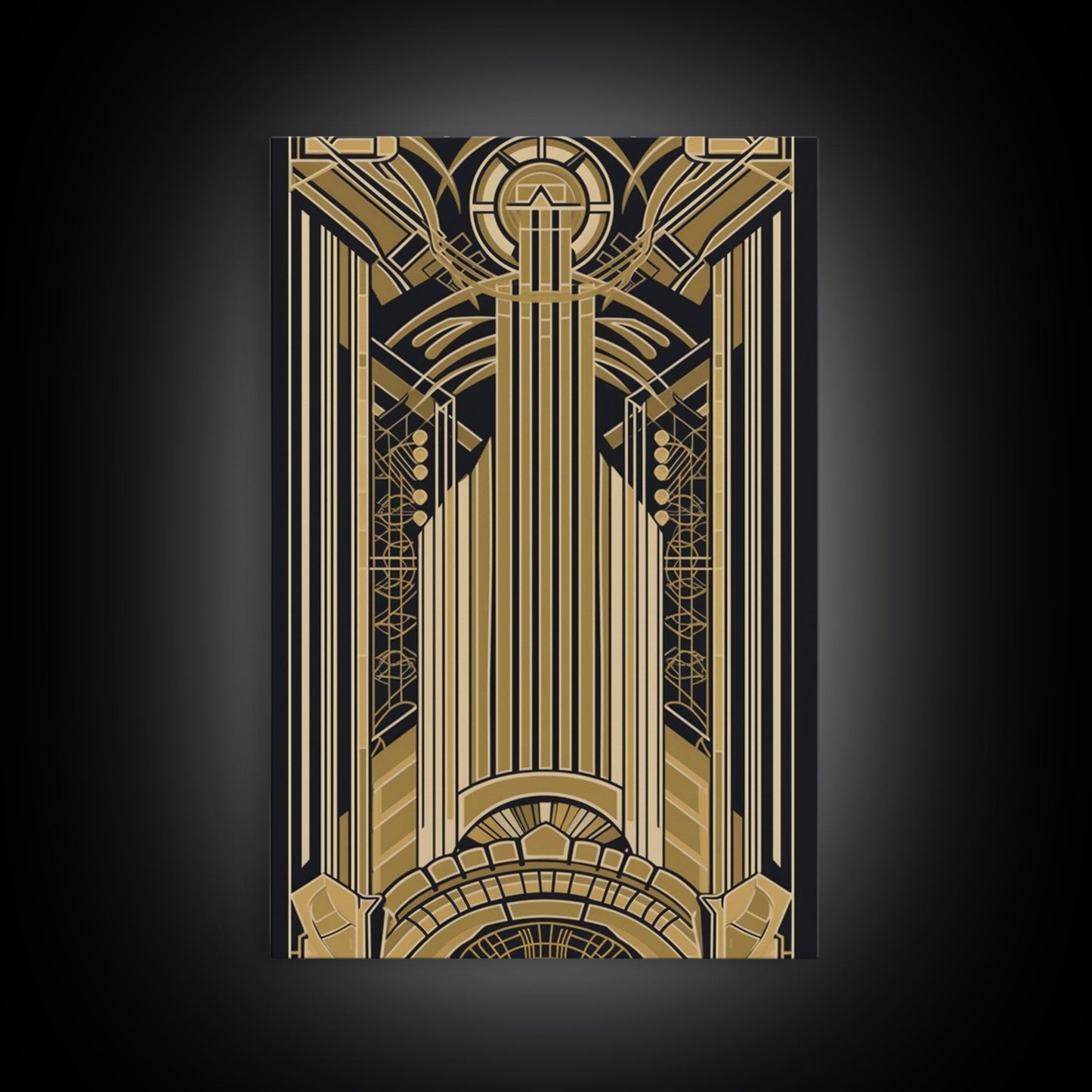 Art Deco Pattern Wall art - Framed Canvas Print - Art Deco - Gold & black art - Wonderful art - Lines art - Geometric art - Office wall art