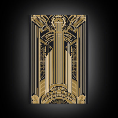 Art Deco Pattern Wall art - Framed Canvas Print - Art Deco - Gold & black art - Wonderful art - Lines art - Geometric art - Office wall art
