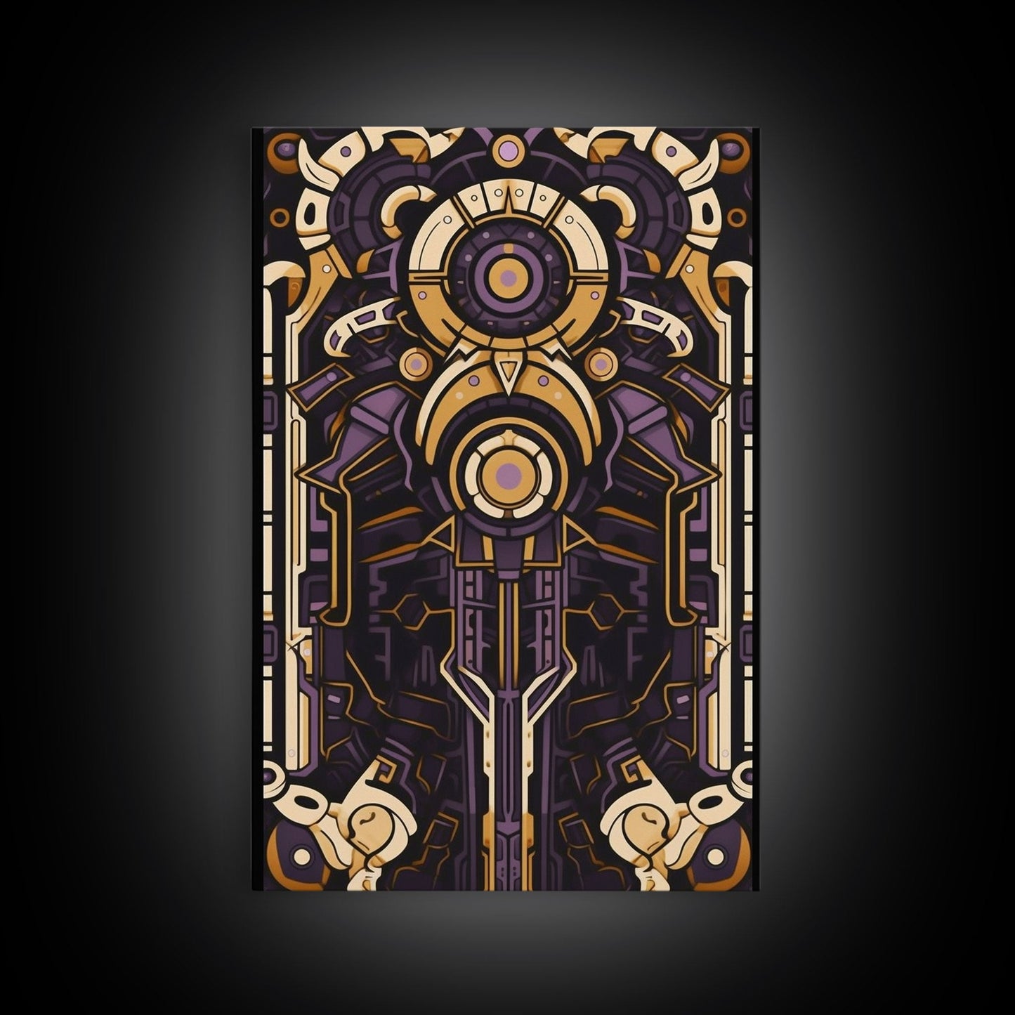 Art Deco Pattern Wall art, Framed Canvas Print, Art Deco, Patterns art, Yellow & purple art, Ornament art, Colorful painting, Light colors