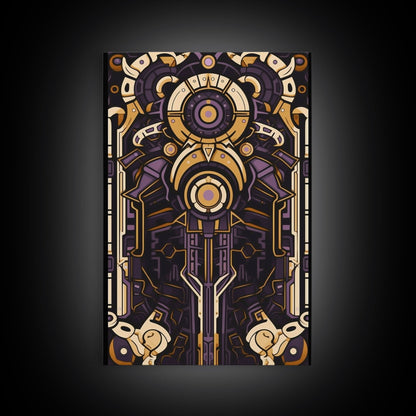 Art Deco Pattern Wall art, Framed Canvas Print, Art Deco, Patterns art, Yellow & purple art, Ornament art, Colorful painting, Light colors