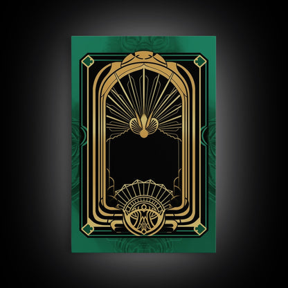 Art Deco Wall art, Framed Canvas Print, Art Deco, Gold & green art, Living room art, Abstract art, Beautiful art, Colorful painting