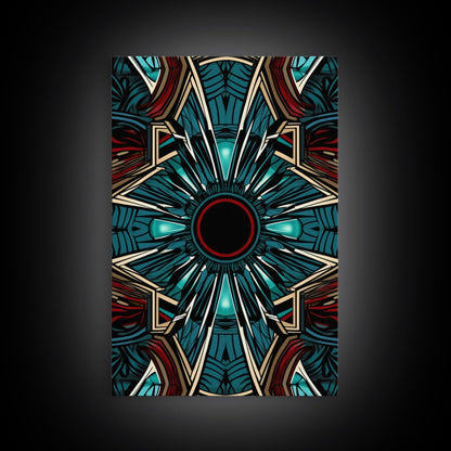 Art Deco Pattern Wall art - Framed Canvas Print - Art Deco - Red & blue art - Colorful painting - Patterns art - Wall art - Living room art