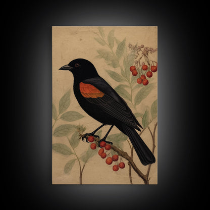 Black And Orange Bird Wall Art, Oriole Wall Decor, Animal Wall Art, Minimalist Print, Wall Decor, Canvas Print, Wall Art, Framed Canvas