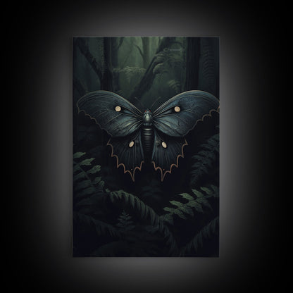 Butterfly In Woods, Butterfly Wall Decor, Dark Art, Green Wall Art, Insect Wall Decor, Wall Decor, Canvas Print, Wall Art, Framed Canvas