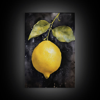 Lemon Wall Decor, Food Art, Fruit Wall Art, Kitchen Wall Art, Minimalist Wall Art, Wall Decor, Canvas Print, Wall Art, Framed Canvas Art