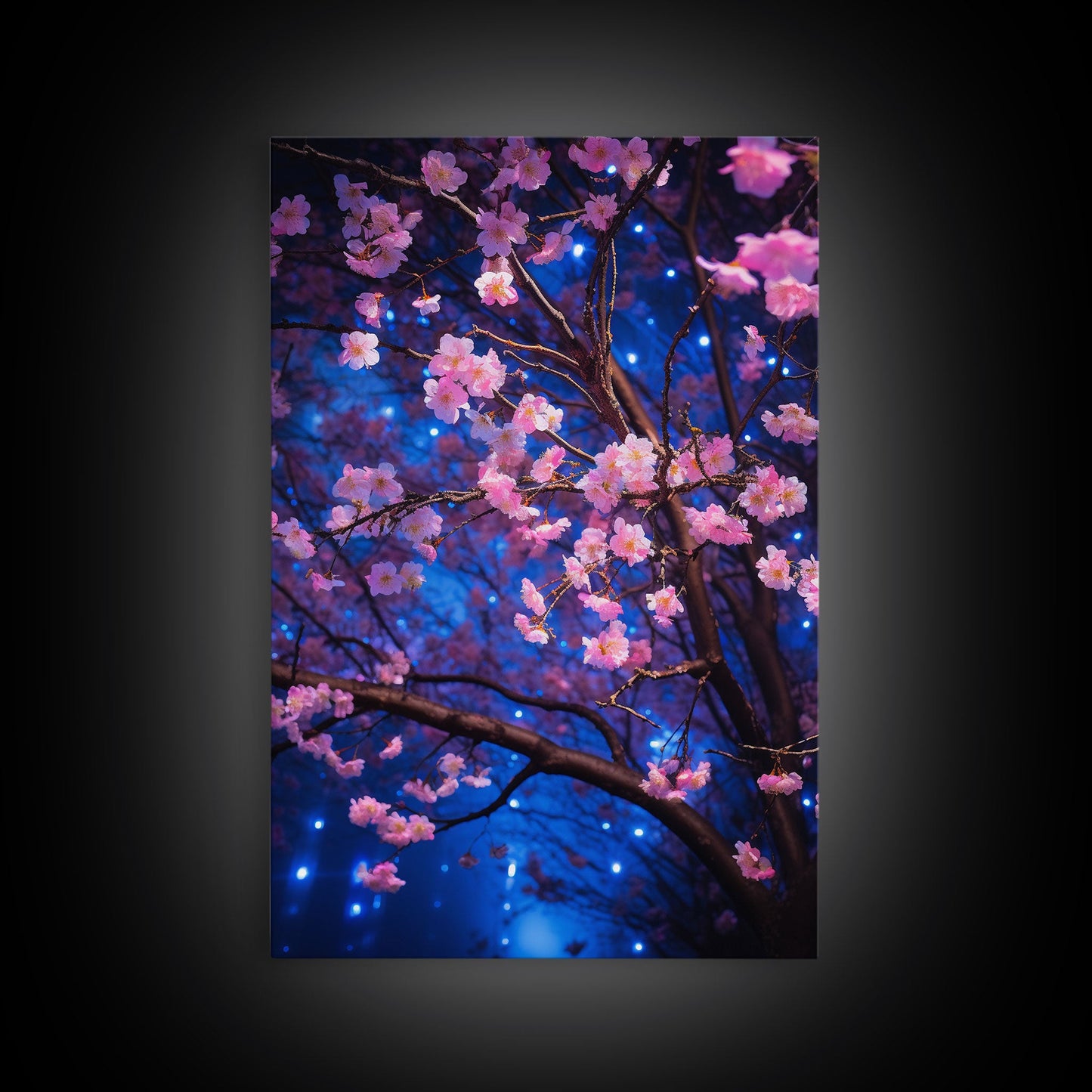 Cherry Blossom Art, Pink Flowers, Japanese Art, Sakura, Canvas Print, Wall Art, Vertical Art, Gift For Boss, Preppy Room Decor, Office Print