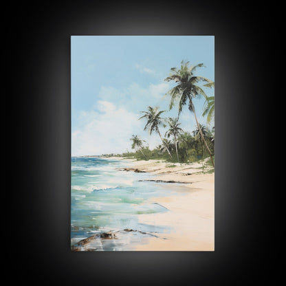 Beach Wall Art, Palm Trees Wall Print, Seashore Wall Art, Tropical Art, Canvas Print, Wall Art, Vertical Art, Living Room Prints, Room Decor