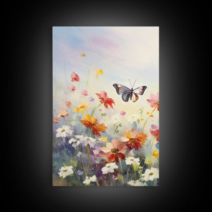 Butterly Wall Print, Wildflower Wall Art, Wildflower Meadow, Canvas Print, Set Of 3 Prints, Wall Art, 3 Piece Wall Art, Botanical Art