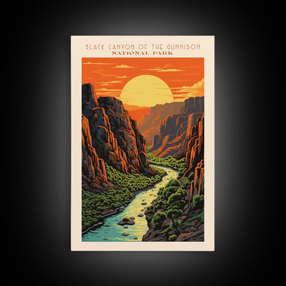 Black Canyon Of The Gunnison National Park Travel Poster Print, Canvas Print Wall Art, Colorado Travel Art, Midcentury Modern Travel Decor