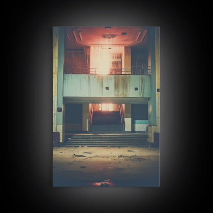 Abandoned Building, Retro Wall Canvas Print, Wall Hanging, Portrait Art, Volleyball Mom, Tiny House Decor, Family Gift, Spooky Room Decor