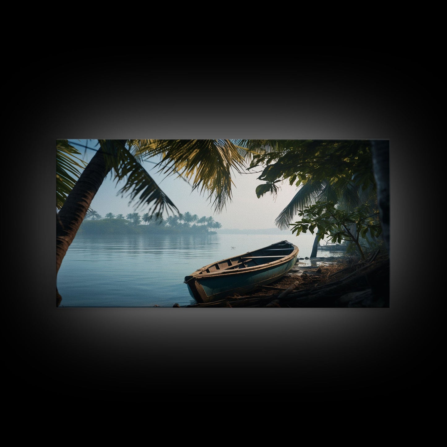 An Abandoned Canoe In The Florida Everglades - Florida Art - Framed Canvas Print - Liminal Spaces - Cool Wall Art - Eclectic Decor