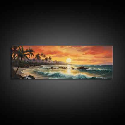 Tropical Ocean Beach canvas prints Sea landscape Nautical photo Coastal Framed Art Sea wave canvas Extra large wall art Ready to hang