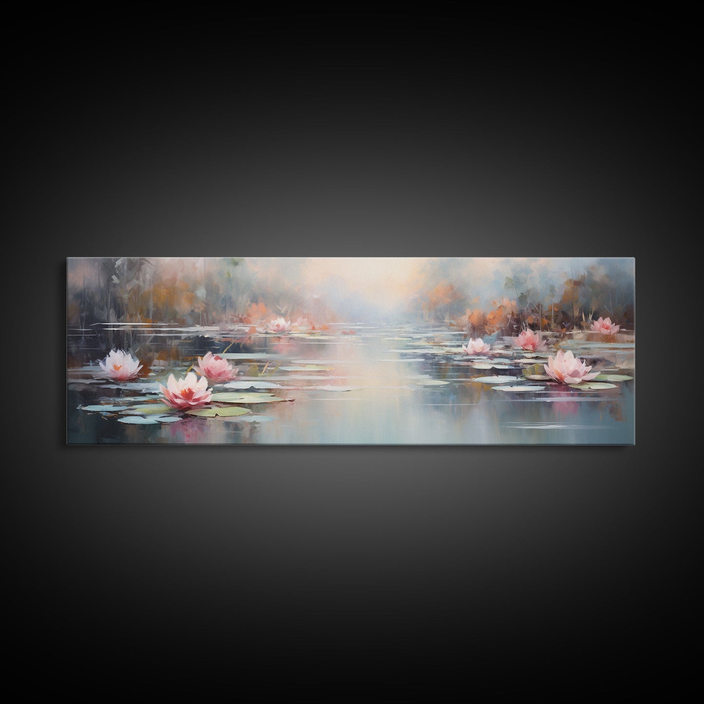 White Water Lilies Fantasy Decor, Framed Canvas Print, Ready To Hang, Floral Wall Art, Home Decor, Springtime Art, Farmhouse Art