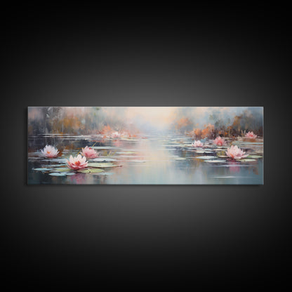 White Water Lilies Fantasy Decor, Framed Canvas Print, Ready To Hang, Floral Wall Art, Home Decor, Springtime Art, Farmhouse Art