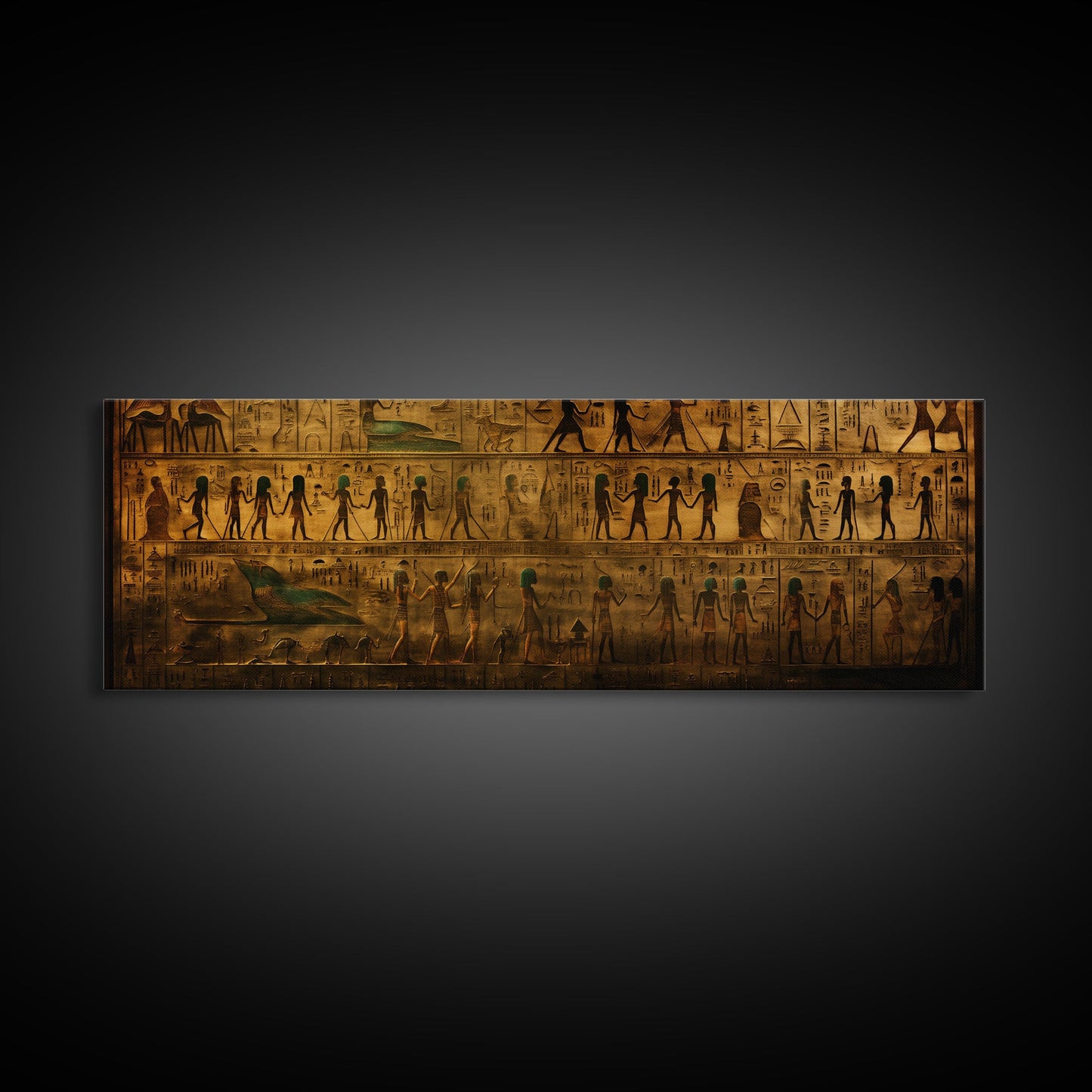 Egyptian Hieroglyphs, Framed Canvas Print, Unique Wall Art, Egyptian Inspired Wall Decor