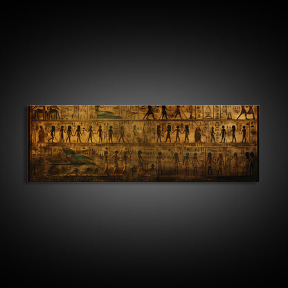 Egyptian Hieroglyphs, Framed Canvas Print, Unique Wall Art, Egyptian Inspired Wall Decor