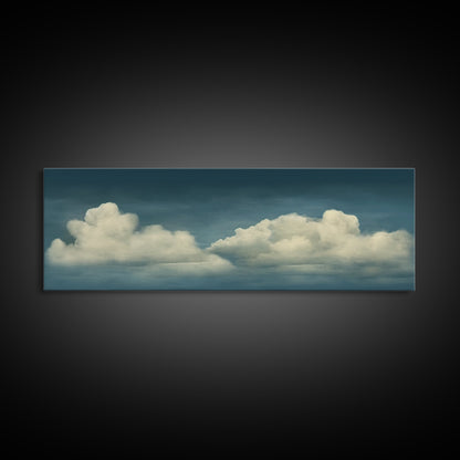 Wide Format Clouds Wall Art - Panoramic Print - Framed Canvas Print - Panoramic Framed Canvas Cloudy Art Print - Clouds On A Blue Sky