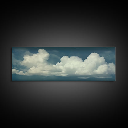 Large Format Clouds Wall Art - Panoramic Print - Framed Canvas Print - Panoramic Framed Canvas Cloudy Art Print - Clouds On A Blue Sky