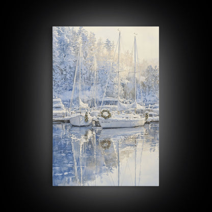 Nautical Christmas Decor, Sailboats On A Frozen Lake, 2024 Christmas Decor, Boho Christmas Decor, Christmas Mantle Decor