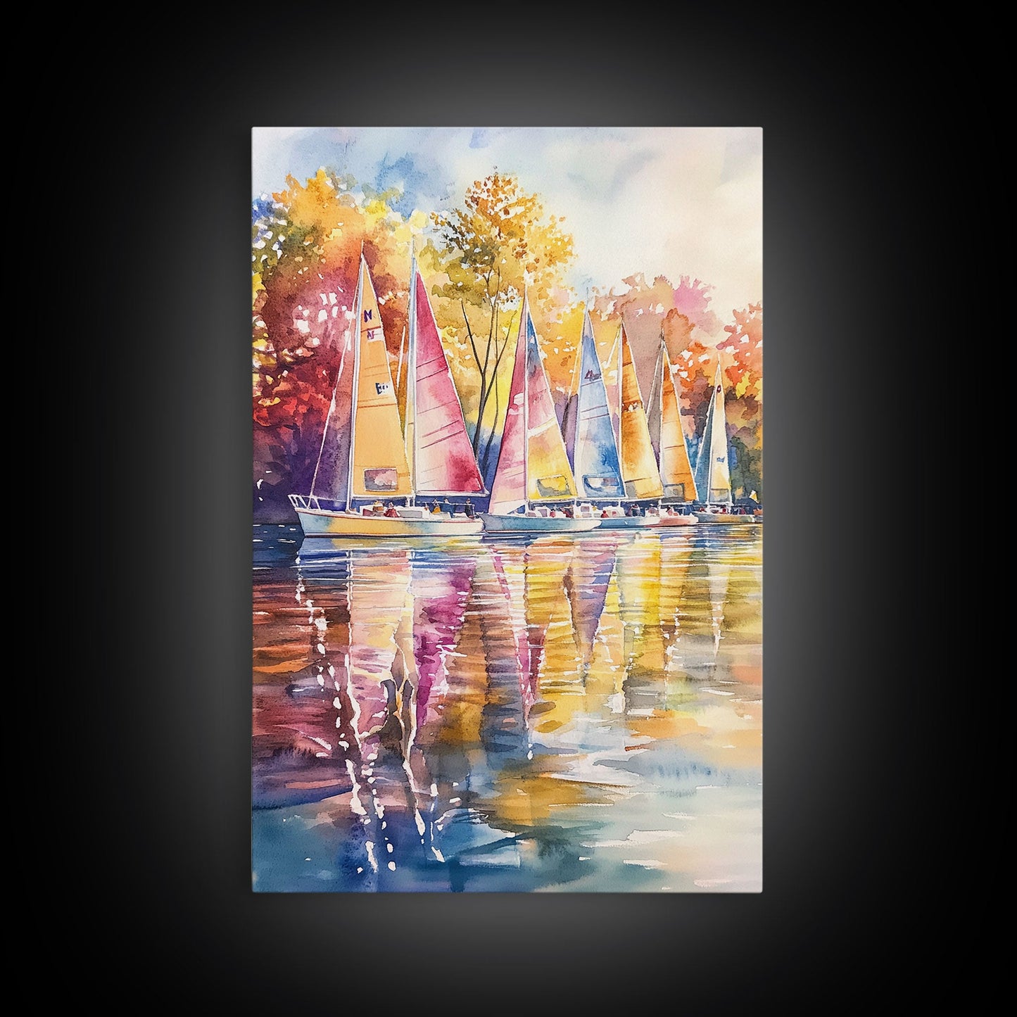 Church Steeple Surrounded By Fall Trees Framed Canvas Print Autumn Village Scene Best Gift Seasonal Wall Art Holiday Home Decor